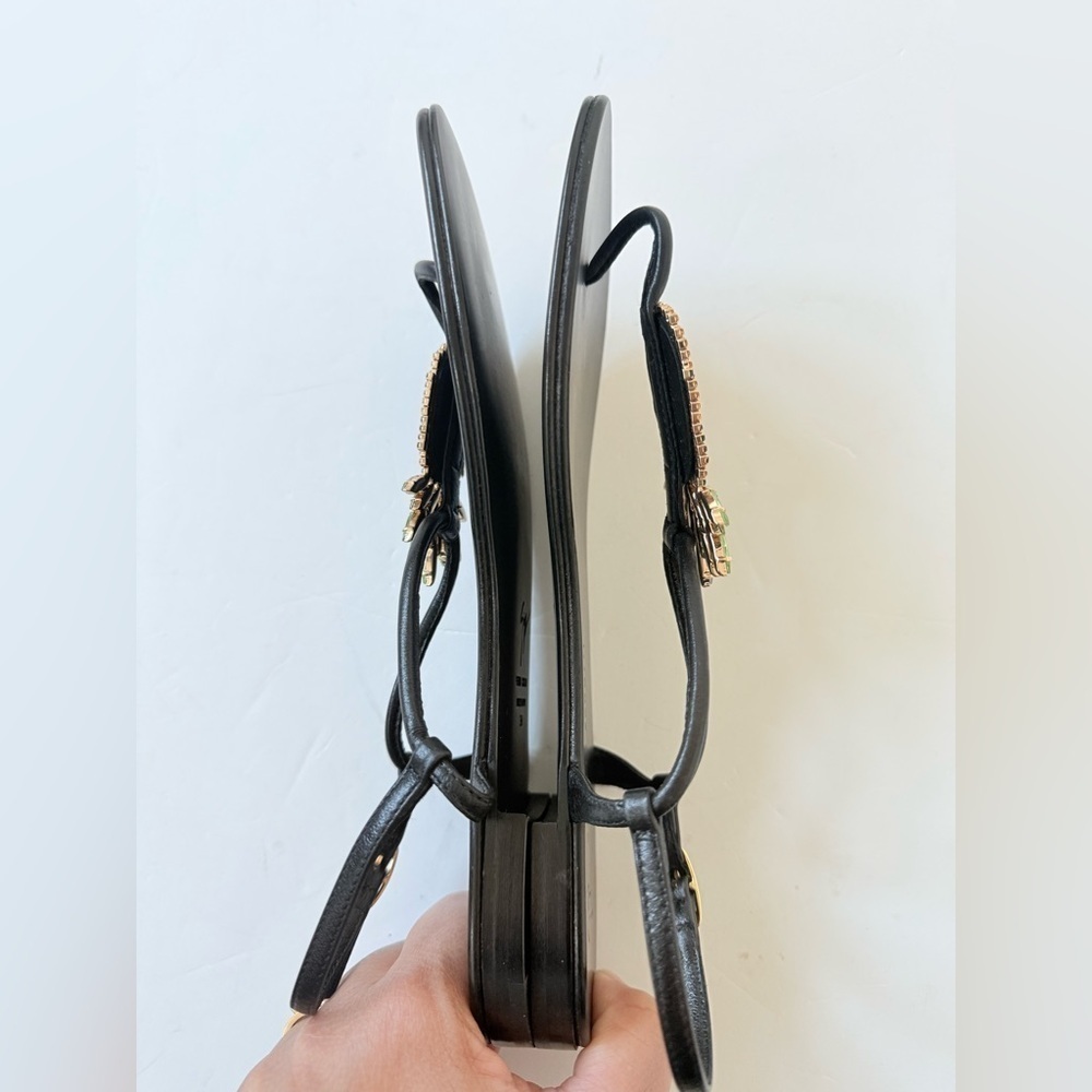 Giuseppe Zanotti Black leather Embellished Pineapple Flat thong Sandals EU 38 - Picture 7 of 11